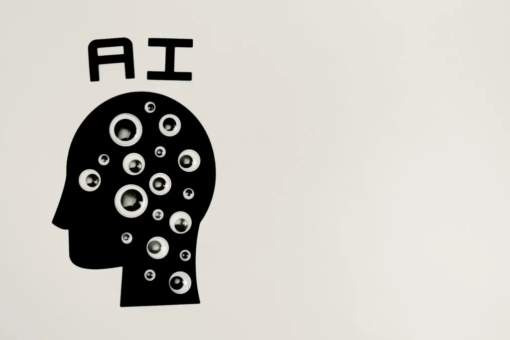 a black and white image of a head with many eyes ai